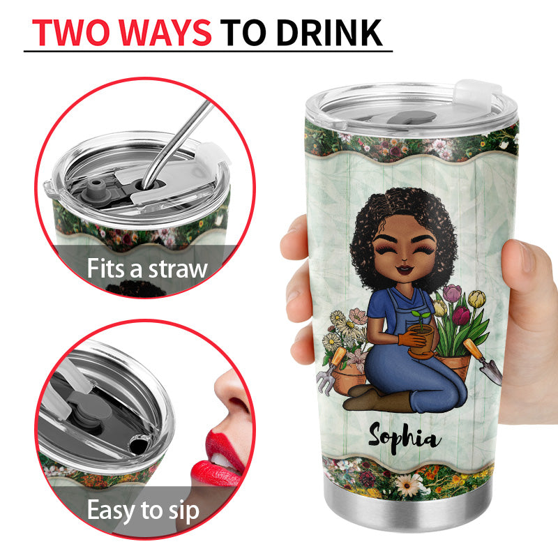 Just A Woman Who Loves Gardening - Personalized Custom Tumbler