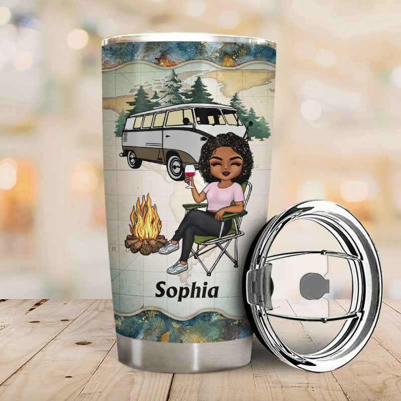 Just A Girl Who Loves Camping Blue - Gift For Campers - Personalized Custom Tumbler