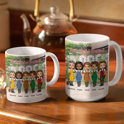 Pot Head Squad Gardening - BFF Bestie Gift - Personalized Custom White Edge-to-Edge Mug
