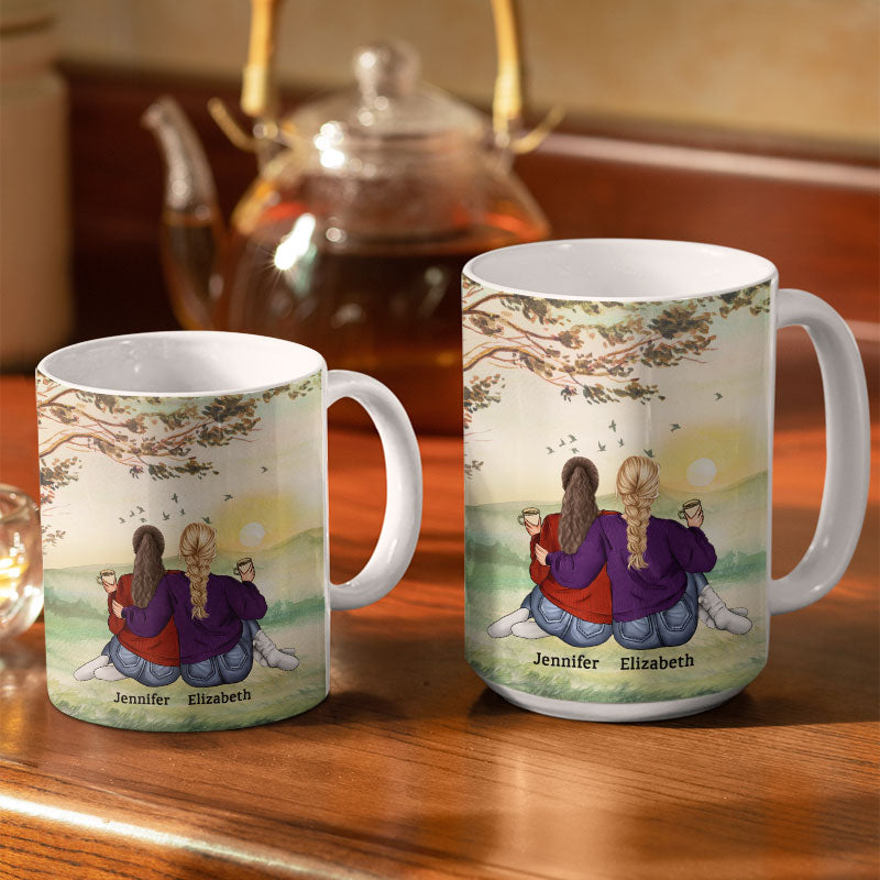 You Left My World Never My Heart - Friend Memorial Gift - Personalized Custom White Edge-to-Edge Mug