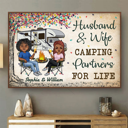 Camping Partners For Life Husband Wife - Couple Gift - Personalized Custom Poster