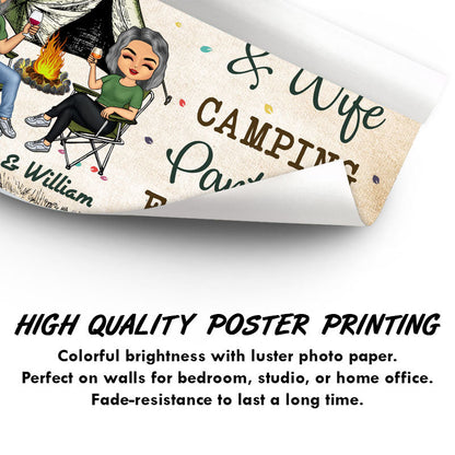 Camping Partners For Life Husband Wife - Couple Gift - Personalized Custom Poster