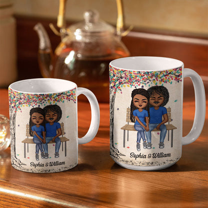 I Love You Forever And Always Chibi Couple - Personalized Custom White Edge-to-Edge Mug