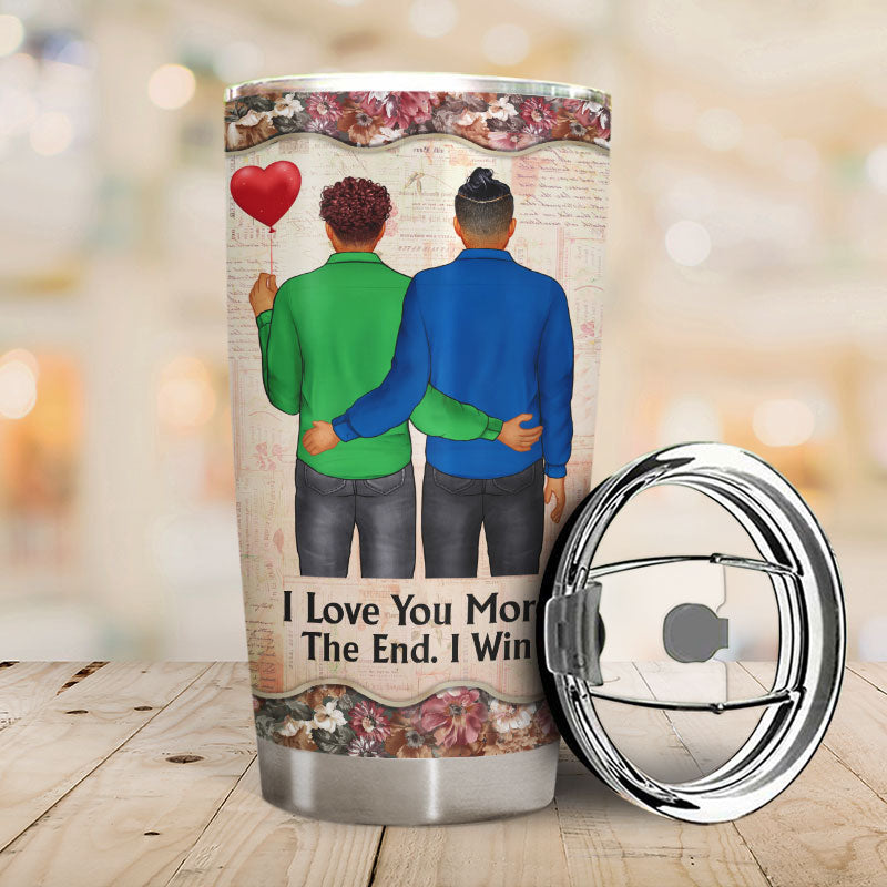 I Love You More Floral Alphabet - Couple Gift - Personalized Custom Tumbler