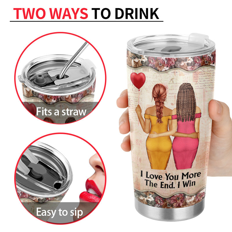 I Love You More Floral Alphabet - Couple Gift - Personalized Custom Tumbler