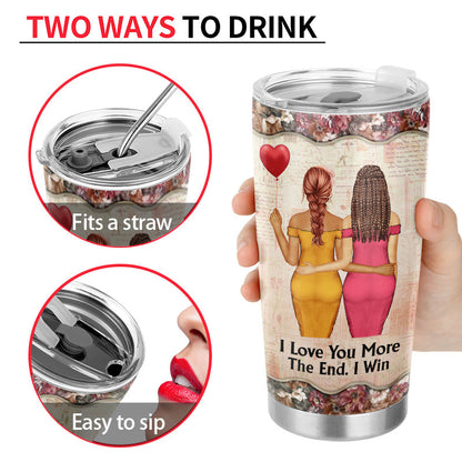 I Love You More Floral Alphabet - Couple Gift - Personalized Custom Tumbler