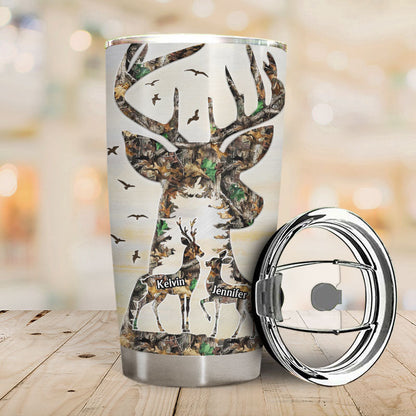 Our Home Ain't No Castle Deer Camo - Couple Gift - Personalize Custom Tumbler