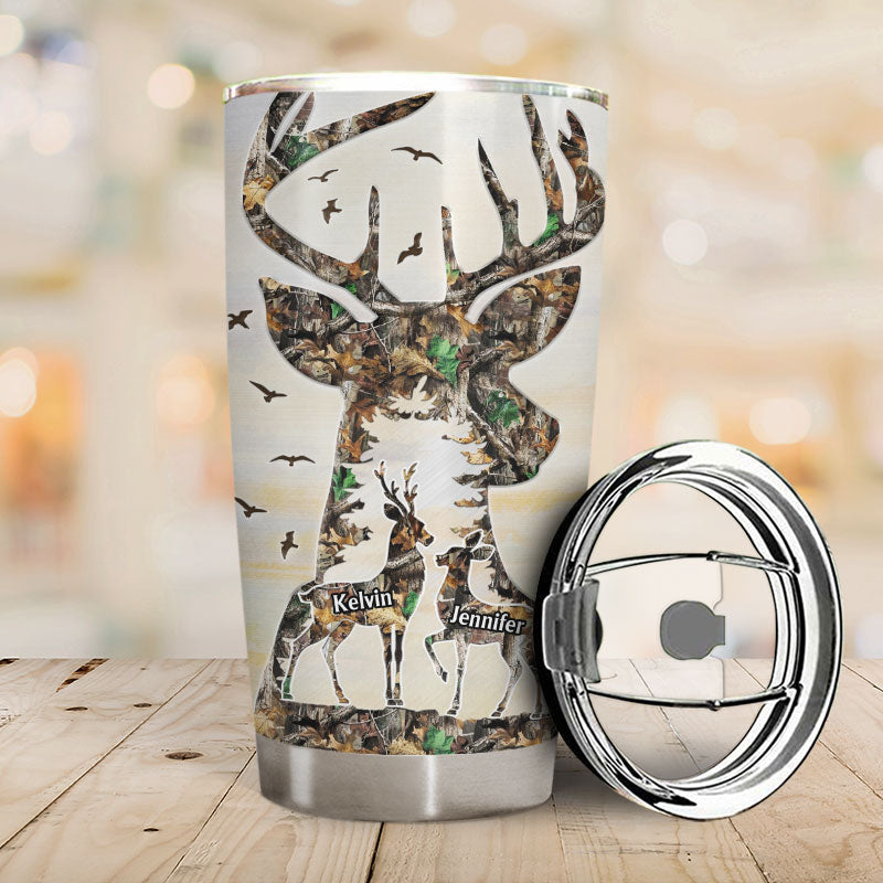 Our Home Ain't No Castle Deer Camo - Couple Gift - Personalize Custom Tumbler