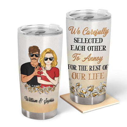 We Carefully Selected Each Other Golden Rose - Couple Gift - Personalized Custom Tumbler