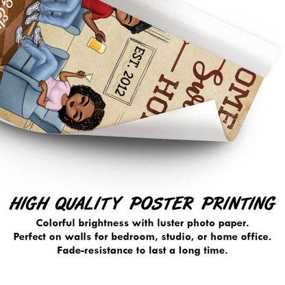 Home Sweet Home Husband Wife Chibi - Couple Gift - Personalized Custom Poster