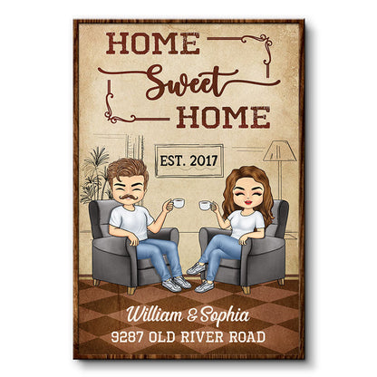 Home Sweet Home Husband Wife Chibi - Couple Gift - Personalized Custom Poster