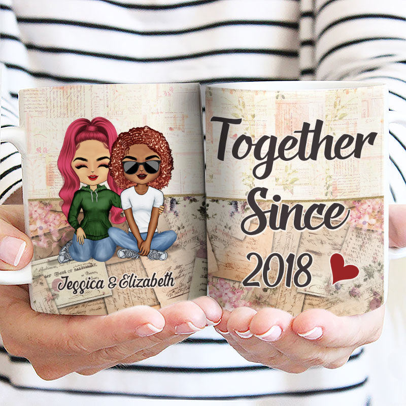 Together Since Husband Wife - Couple Gift - Personalized Custom White Edge-to-Edge Mug