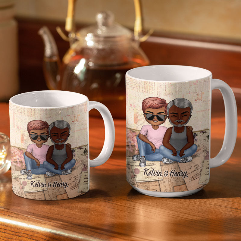 Together Since Husband Wife - Couple Gift - Personalized Custom White Edge-to-Edge Mug