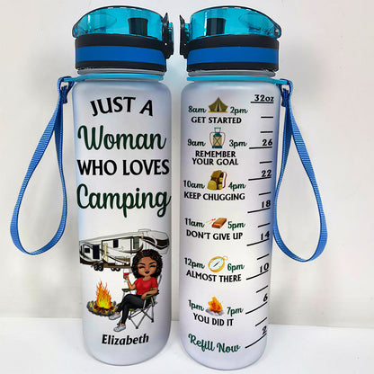 Never Dreamed I'd Grow Up To Be A Super Sexy Camping Lady - Gift For Campers - Personalized Custom Water Tracker Bottle