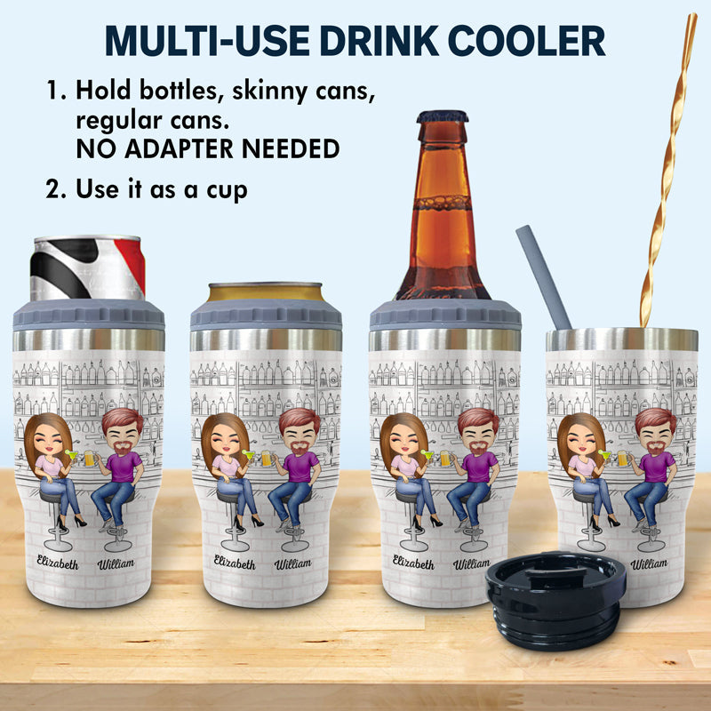 Here's To Another Year Of Bonding Over Alcohol White Best Friends - Bestie BFF Gift - Personalized Custom Triple 3 In 1 Can Cooler