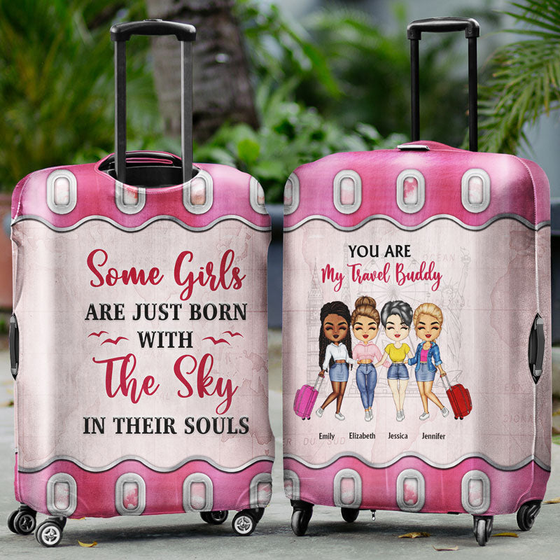 Traveling Best Friends Catch Flights Not Feelings - Gift For BFF, Sisters - Personalized Custom Luggage Cover