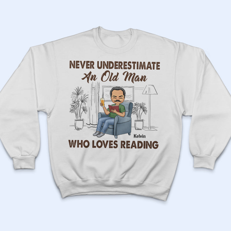 Never Underestimate An Old Lady Who Loves Reading - Personalized Custom T Shirt