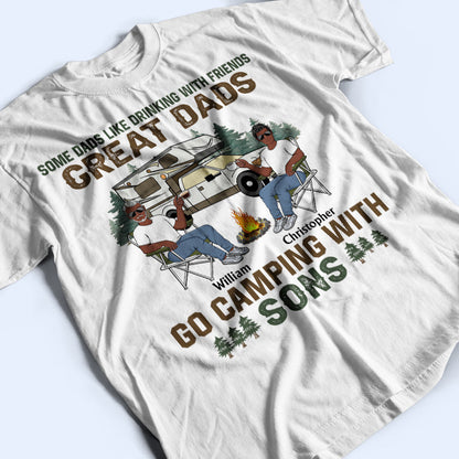 Great Dad Go Camping With Daughters & Sons - Camping Family Gift - Personalized Custom T Shirt