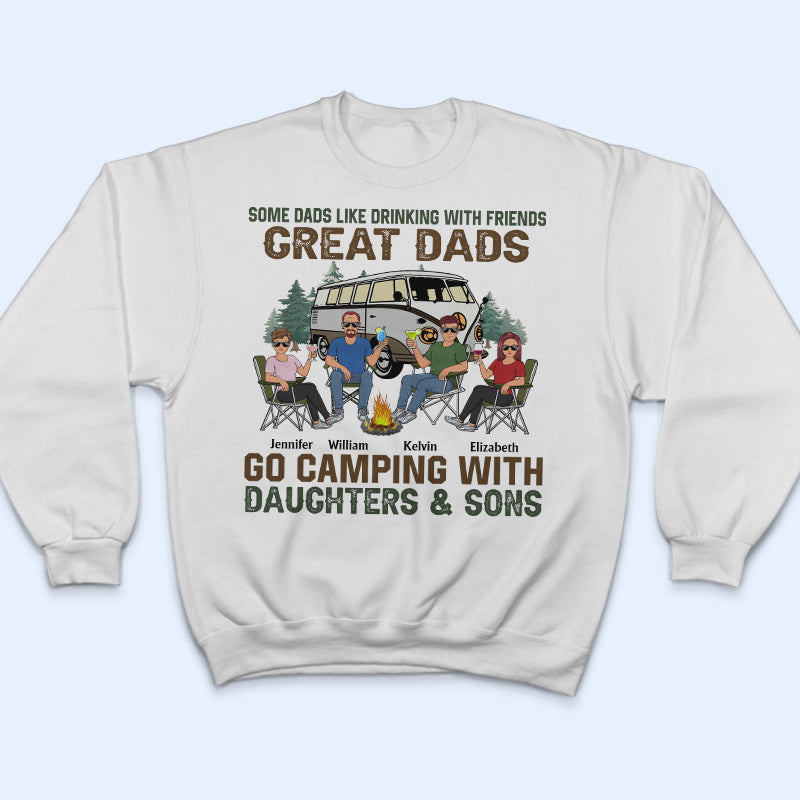 Great Dad Go Camping With Daughters & Sons - Camping Family Gift - Personalized Custom T Shirt