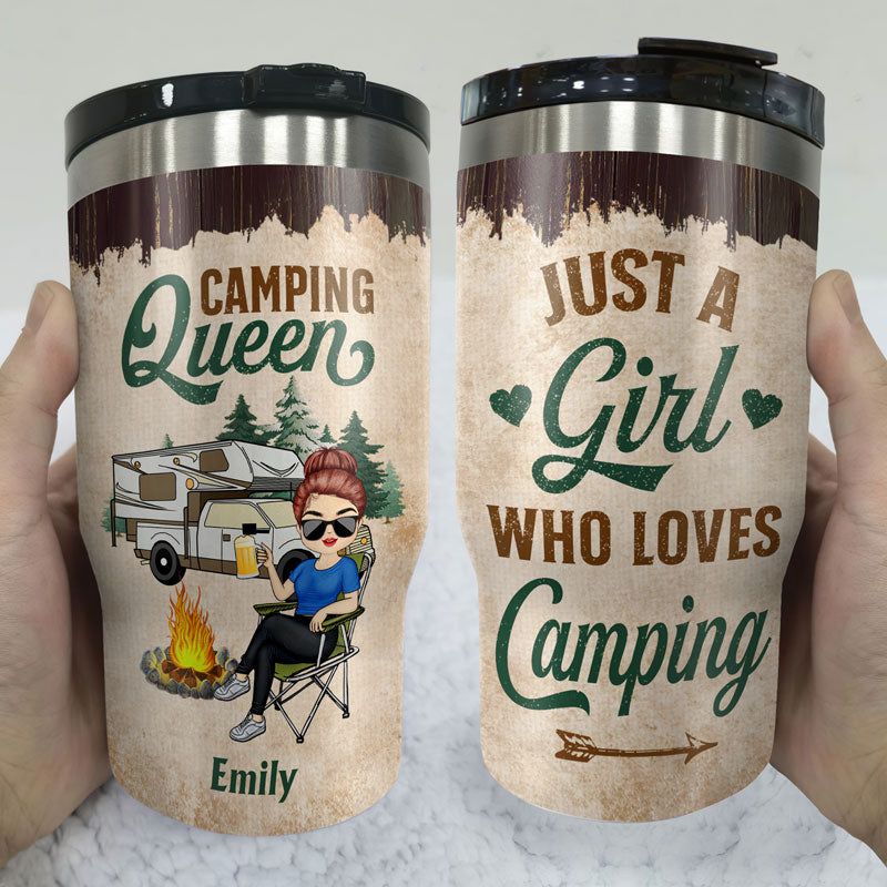 Camping Queen Classy Sassy & A Bit Smart Assy - Personalized Custom Triple 3 In 1 Can Cooler