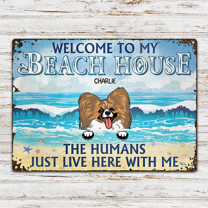 Welcome To Our Beach House Dogs - Gift For Dog Lovers - Personalized Custom Classic Metal Signs