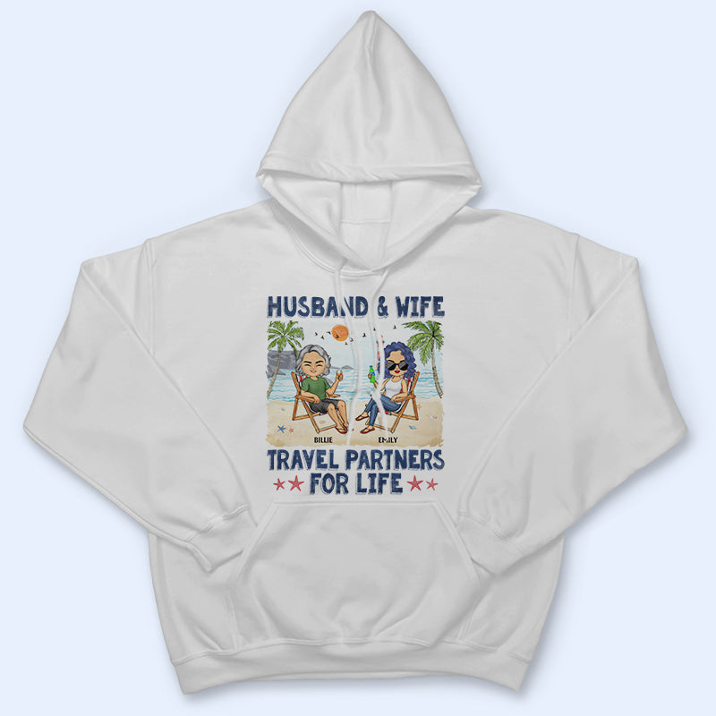 Husband And Wife Travel Partners For Life Beach Traveling Husband Wife - Couple Gift - Personalized Custom T Shirt