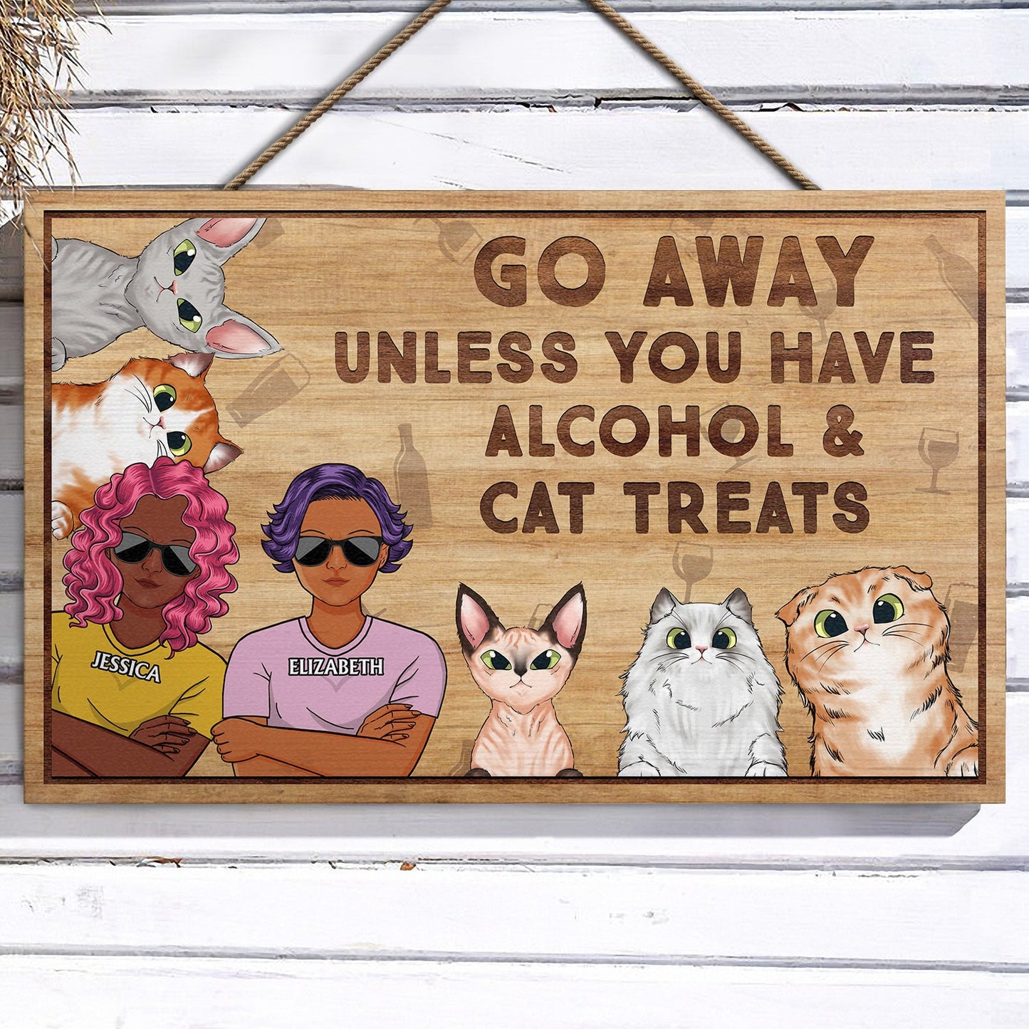 Go Away Unless You Have Alcohol And Dog Treats Cat Treats Pet Treats Couples - Home Decor, Birthday, Housewarming Gift For Dog Lovers & Cat Lovers - Personalized Custom Wood Rectangle Sign