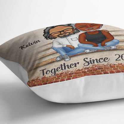 All Because Two People Swiped Right Together Since Husband Wife - Gift For Couples - Personalized Custom Pillow