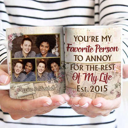 Custom Photo Together Since Husband Wife - Couple Gift - Personalized Custom White Edge-to-Edge Mug