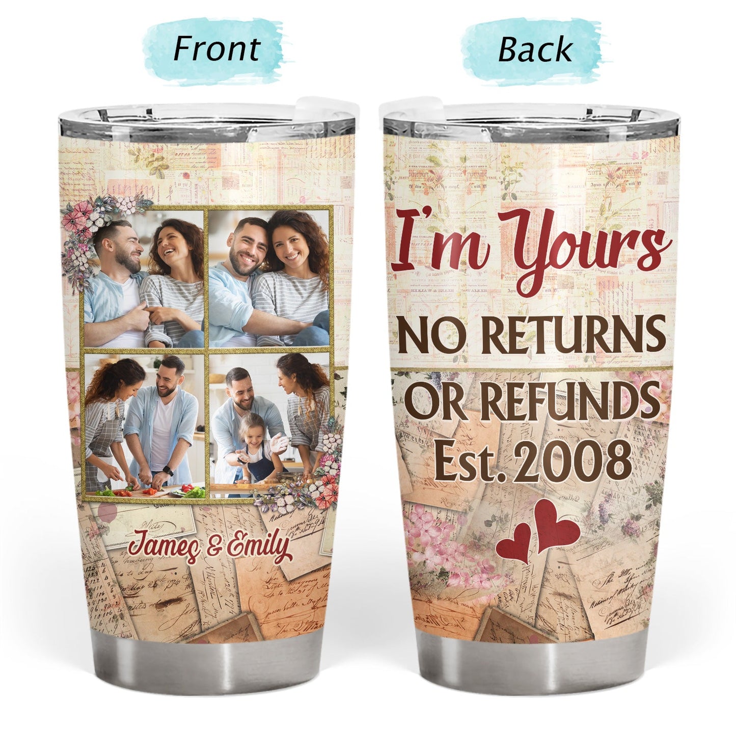 Custom Photo Together Since Husband Wife - Couple Gift - Personalized Custom Tumbler