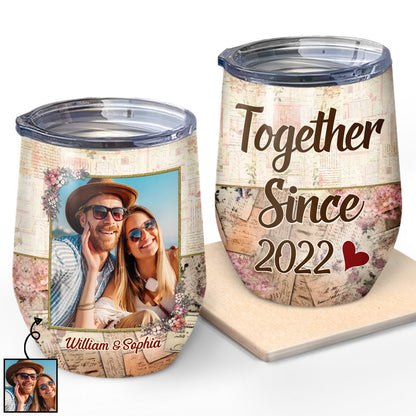 Custom Photo Together Since Husband Wife - Couple Gift - Personalized Custom Wine Tumbler