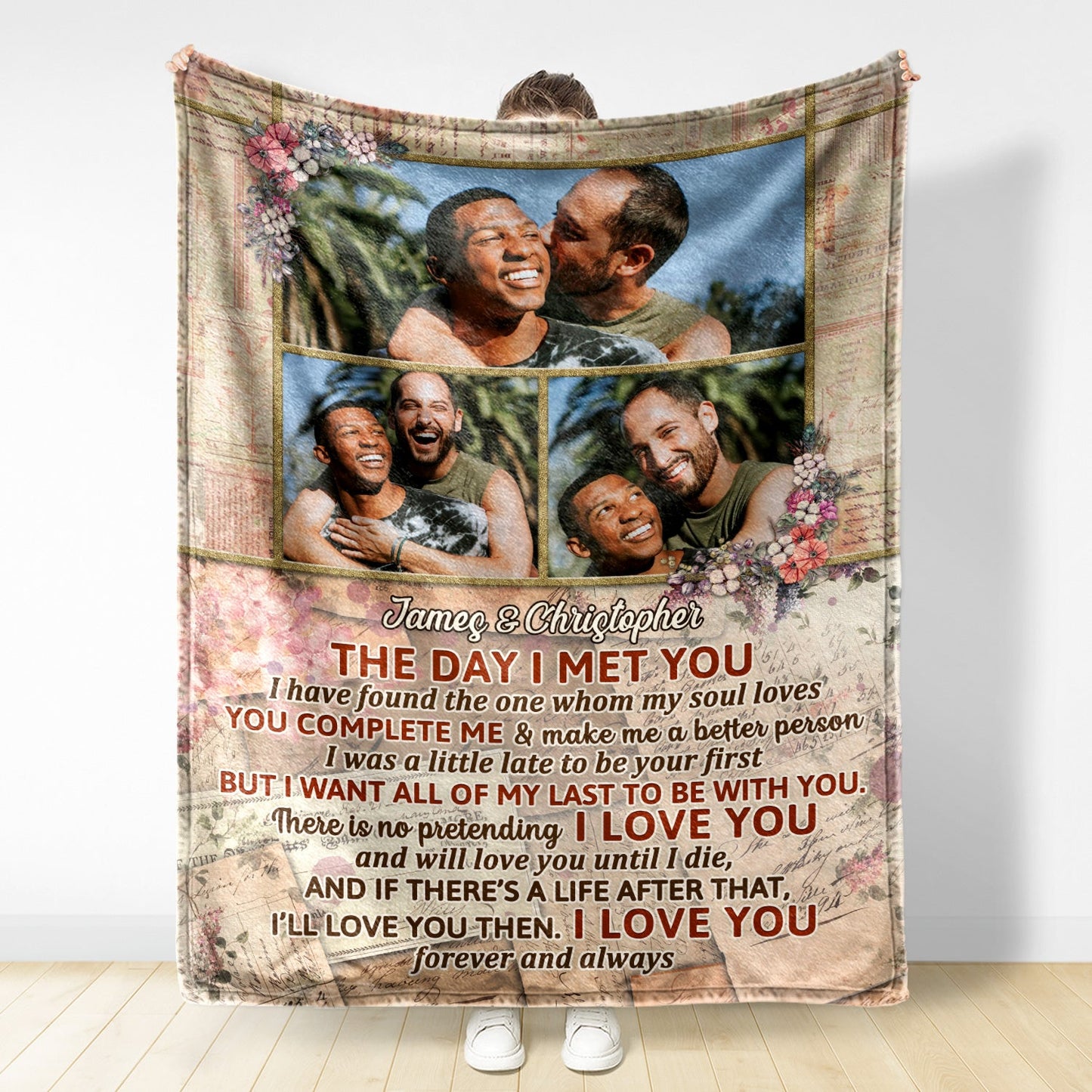 Custom Photo The Day I Met You I Have Found The One Whom My Soul Loves Husband Wife - Couple Gift - Personalized Custom Fleece Blanket