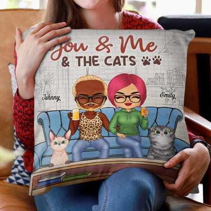 You Me And The Fur Babies Couple Dog Cat - Gift For Dog Lovers & Cat Lovers - Personalized Custom Pillow