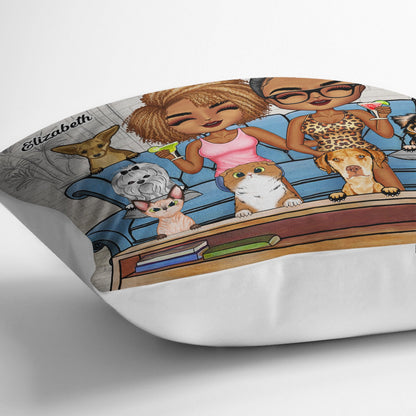 You Me And The Fur Babies Couple Dog Cat - Gift For Dog Lovers & Cat Lovers - Personalized Custom Pillow