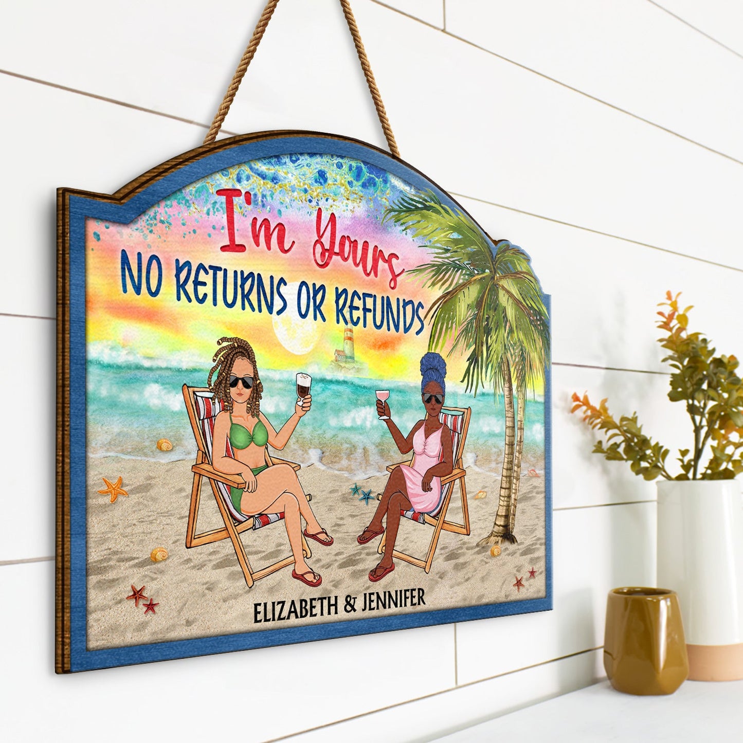 I Love You To The Beach And Back Family - Home Decor, Backyard Decor, Gift For Couples, Husband, Wife - Personalized Custom Shaped Wood Sign