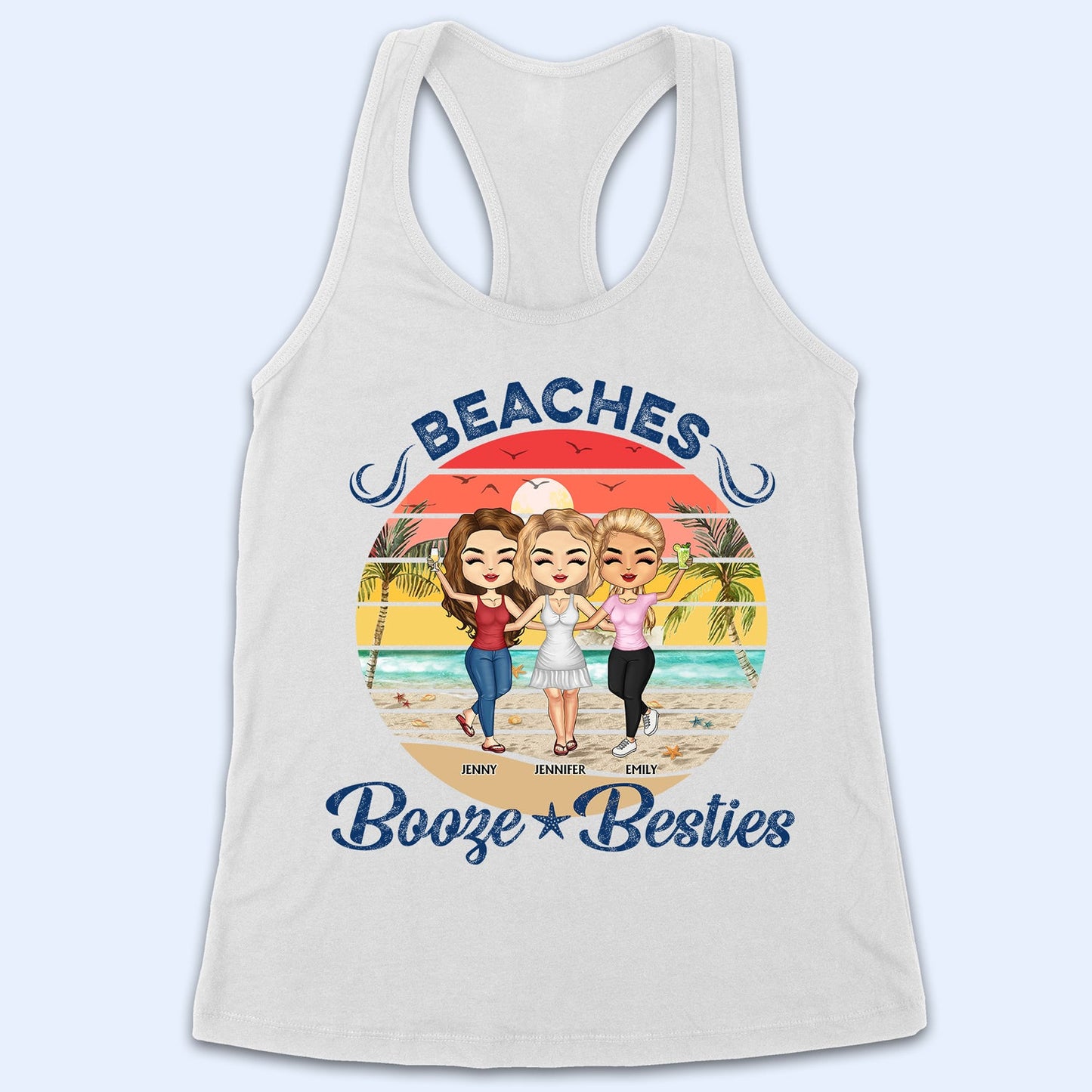 Best Friends I Love You To The Beach And Back - Birthday Gift For BFF, Besties, Beach, Travel Lovers - Personalized Custom T Shirt