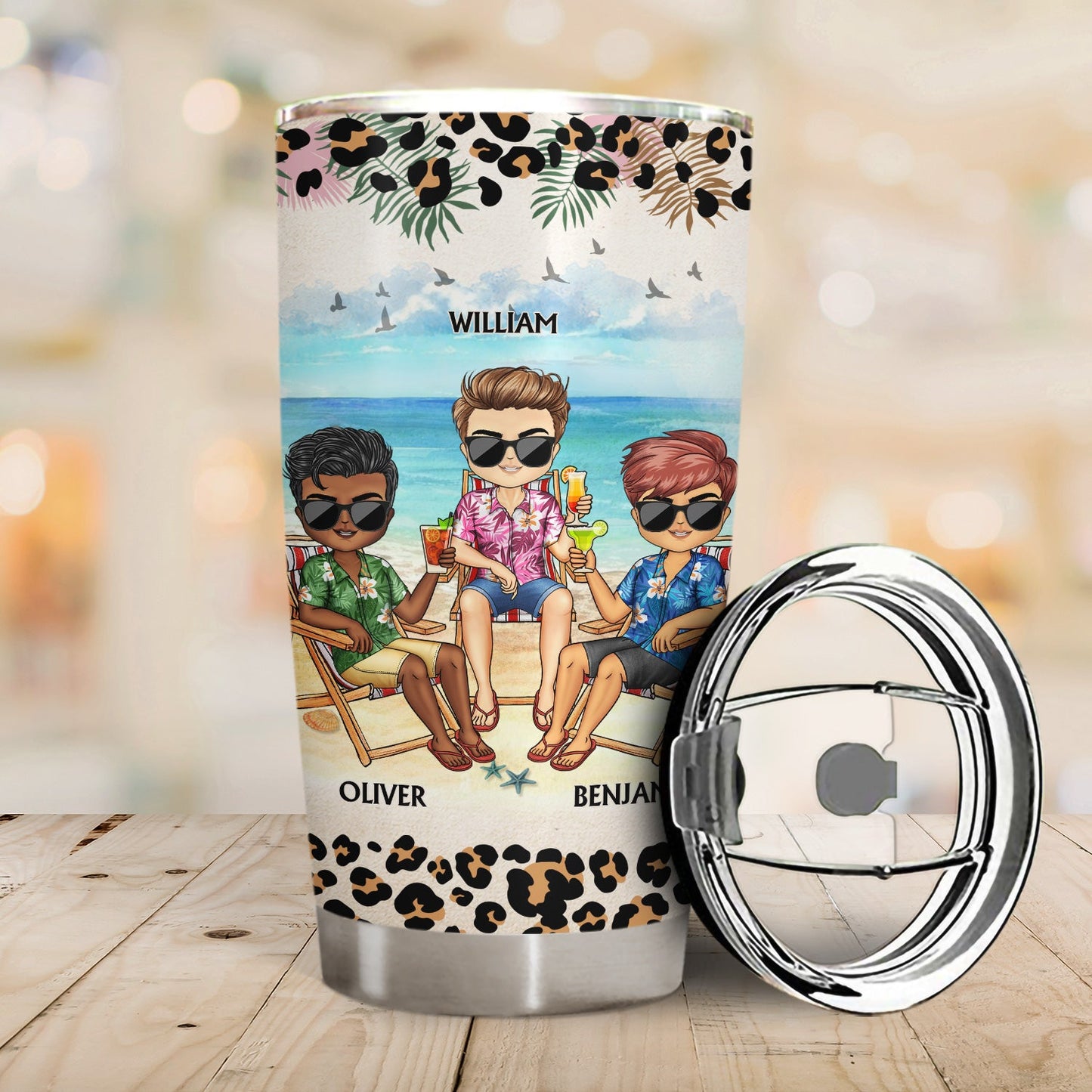 I Love You To The Beach And Back Leopard - Vacation, Traveling, Anniversary, Birthday Gift For Besties, Best Friends - Personalized Custom Tumbler