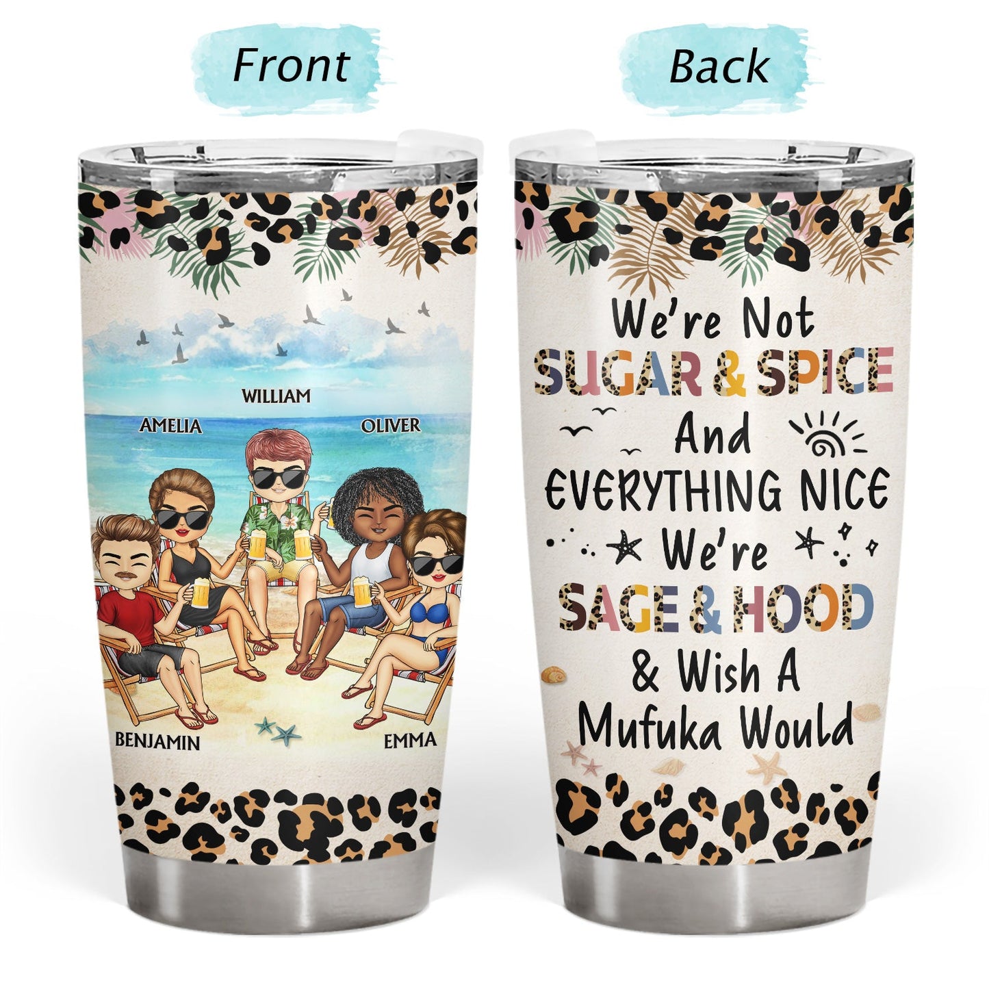 I Love You To The Beach And Back Leopard - Vacation, Traveling, Anniversary, Birthday Gift For Besties, Best Friends - Personalized Custom Tumbler