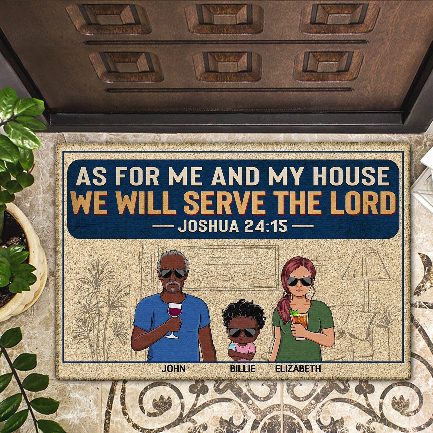 As For Me And My House We Will Serve The Lord - Home Decor, Birthday Gift For Couples, Husband, Wife, Family - Personalized Custom Doormat