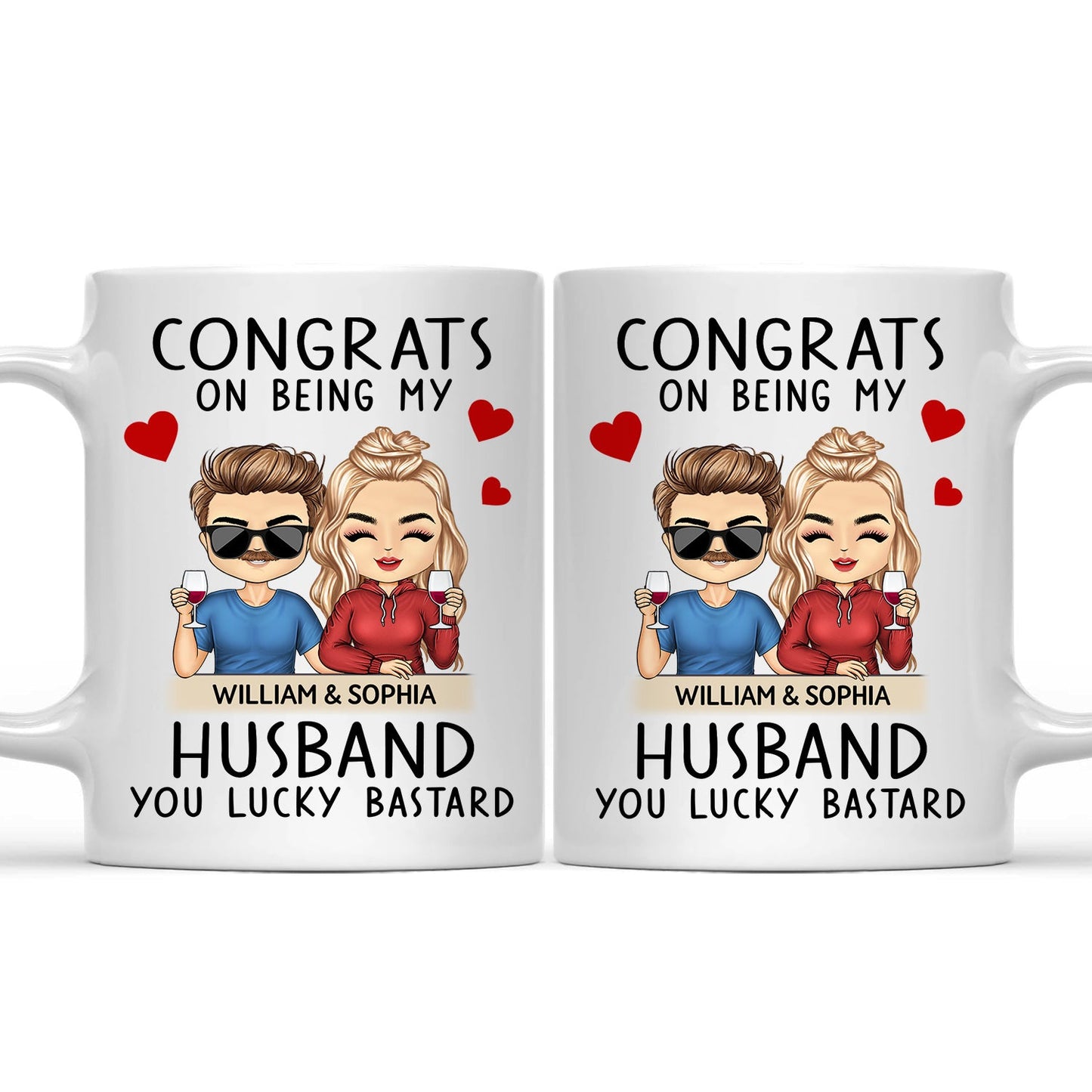 Congrats On Being My Husband Chibi - Anniversary, Vacation, Funny Gift For Couples, Family - Personalized Custom Mug