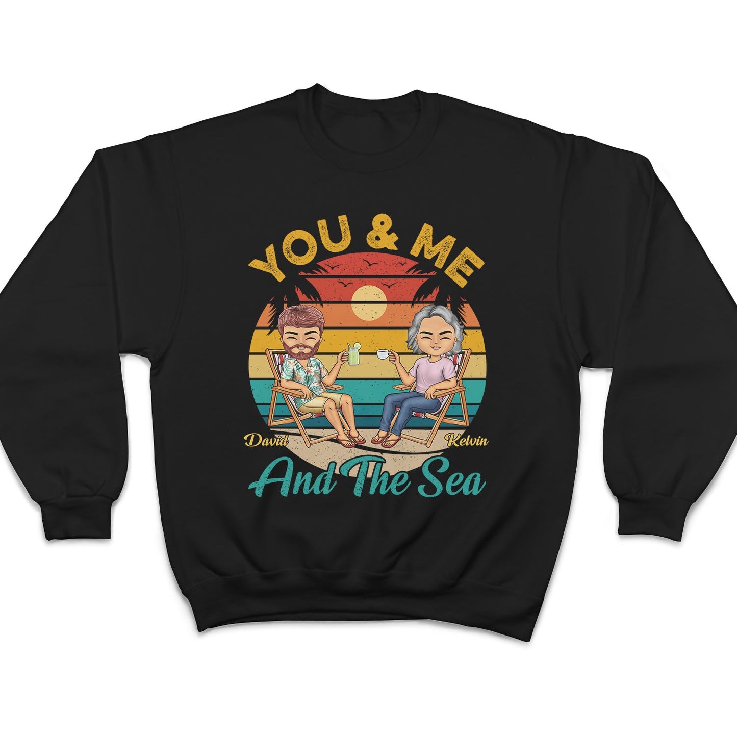 You And Me And The Sea - Anniversary, Loving Gifts For Couples, Beach Lovers, Traveling Lovers - Personalized Custom T Shirt