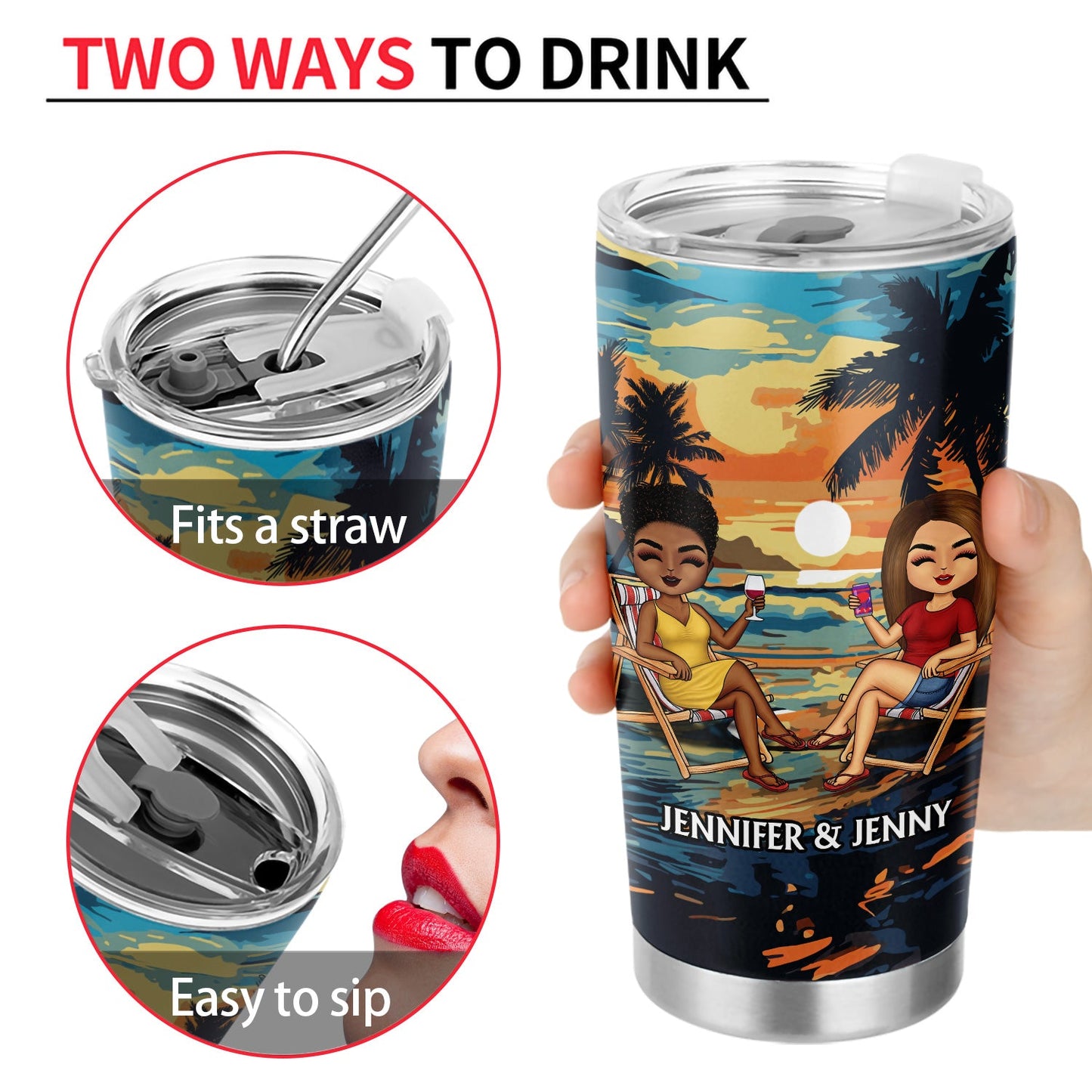 You And Me And The Sea - Anniversary, Loving Gifts For Couples, Beach Lovers, Traveling Lovers - Personalized Custom Tumbler