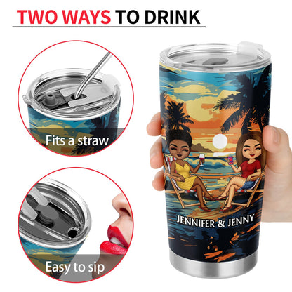 You And Me And The Sea - Anniversary, Loving Gifts For Couples, Beach Lovers, Traveling Lovers - Personalized Custom Tumbler