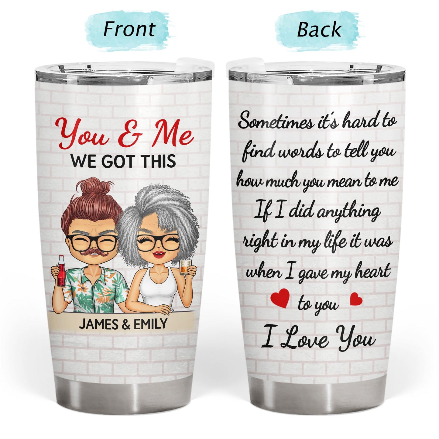 Sometimes It's Hard To Find Words Chibi - Anniversary, Vacation, Funny Gift For Couples, Family - Personalized Tumbler