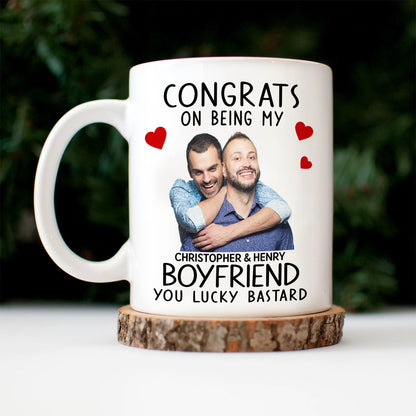 Custom Photo Congrats On Being My Husband - Anniversary, Vacation, Funny Gift For Couples, Family - Personalized Mug