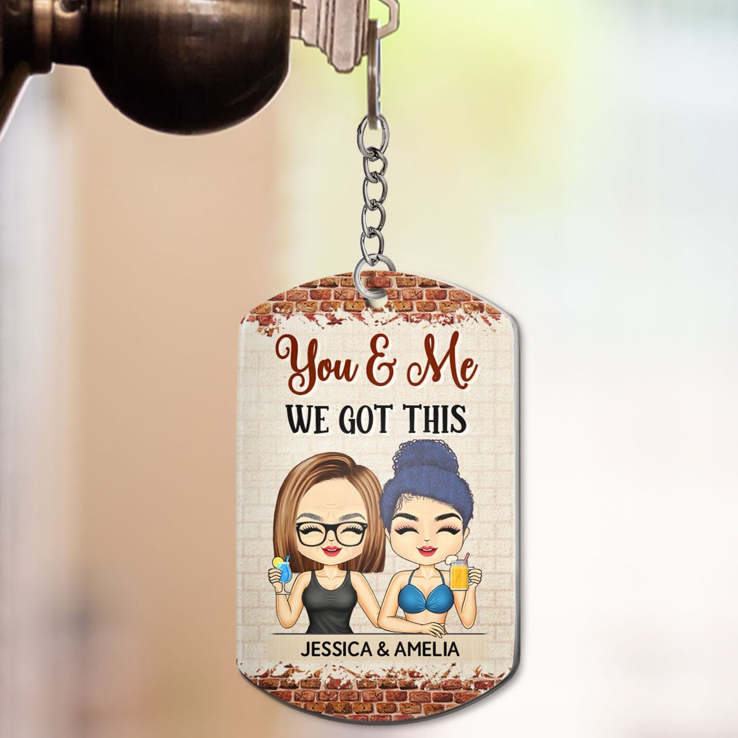Keys To Our Sweet Home Chibi - Anniversary, Vacation, Funny Gift For Couples, Family - Personalized Aluminum Keychain