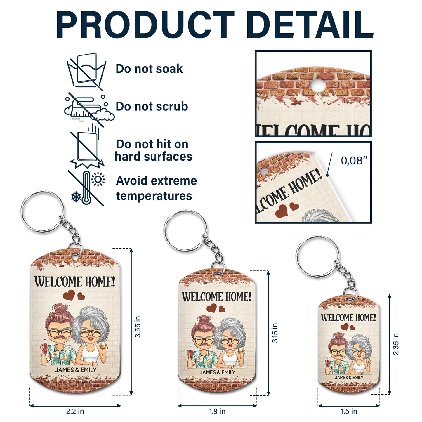 Keys To Our Sweet Home Chibi - Anniversary, Vacation, Funny Gift For Couples, Family - Personalized Aluminum Keychain