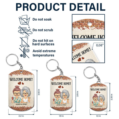 Keys To Our Sweet Home Chibi - Anniversary, Vacation, Funny Gift For Couples, Family - Personalized Aluminum Keychain