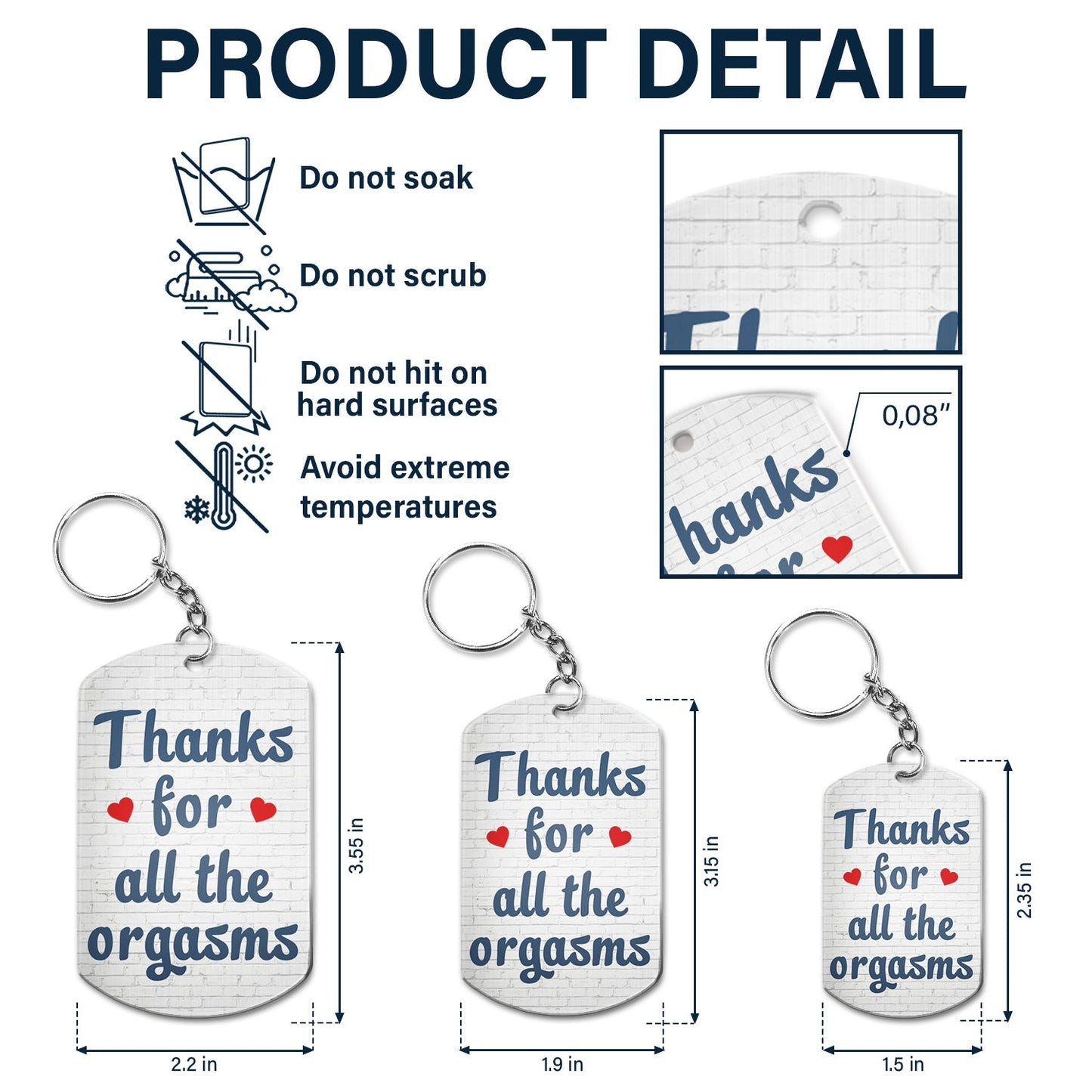 Thanks For All The Orgasms Backside - Anniversary, Funny Gift For Couples, Family - Personalized Aluminum Keychain