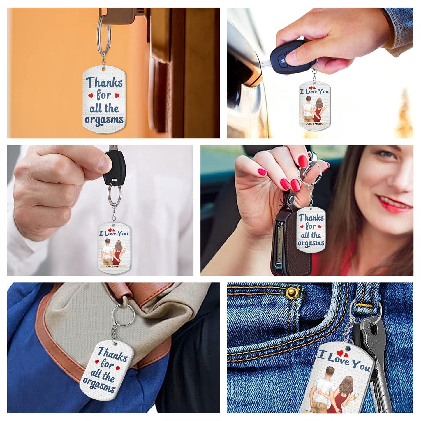 Thanks For All The Orgasms Backside - Anniversary, Funny Gift For Couples, Family - Personalized Aluminum Keychain